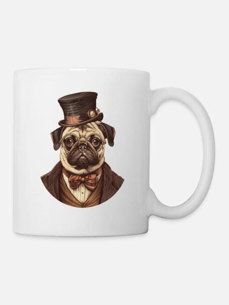 Steampunk Mops - Tasse - Weiß