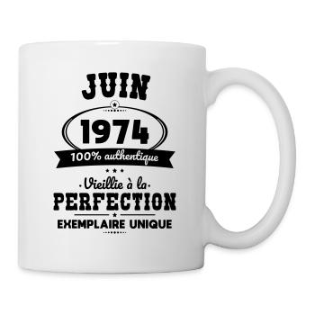 Anniversaire 50 ans - Juin 1974 Perfection - Mug blanc - blanc - Droite