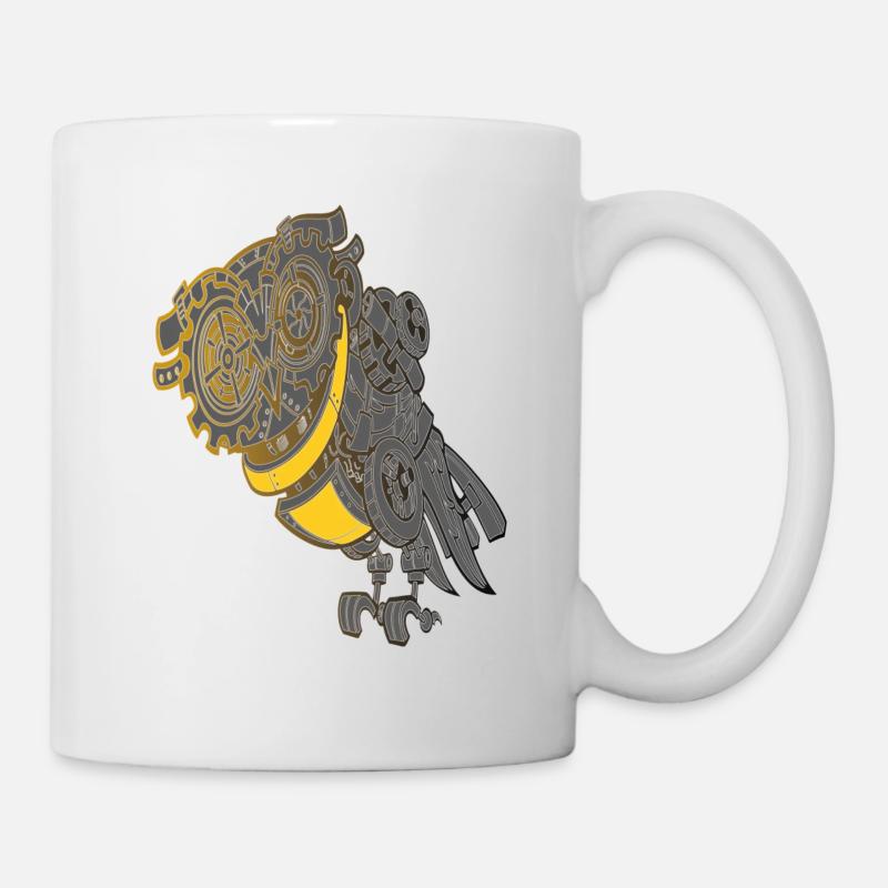 Steampunk Eule - Tasse - Weiß