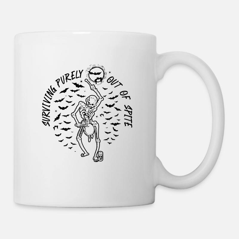 Rein aus Trotz überleben - Dancing Skeleton - Tasse - Weiß
