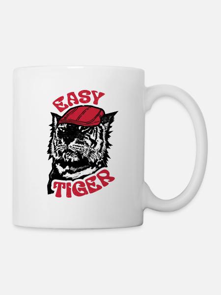 Easy Tiger, Vintage Illustration, Tiger Face - Mug - white