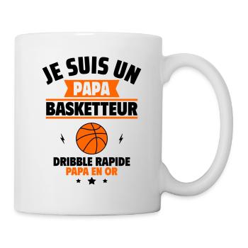 Cadeau fête des pères : Papa basketteur, en or - Mug blanc - blanc - Droite