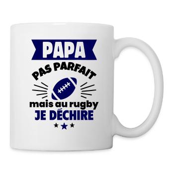 Papa pas parfait, mais au rugby je déchire - Mug blanc - blanc - Droite