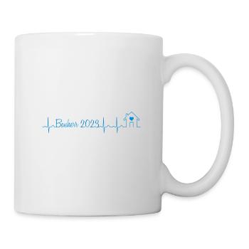 Bauherr 2023 Herzschlag Hausbau Eigenheim Bau - Tasse - Weiß - Rechts
