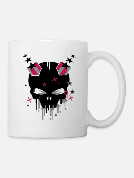 Teufel Skull mit Sternenhörner - Tasse - Weiß