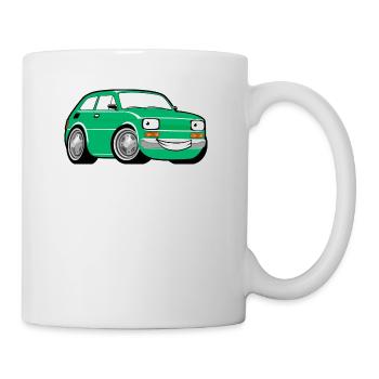 Grüne Rennwagen Karikatur klassisches Kleinkind - Tasse - Weiß - Rechts