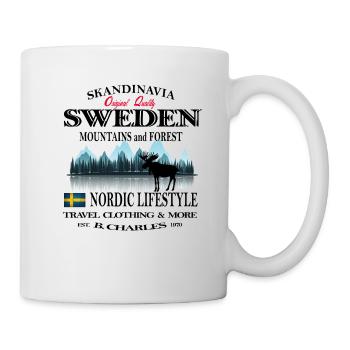Schweden,Camping,Elch,coole,Geschenk,reisen,Natur - Tasse - Weiß - Rechts