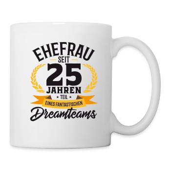 Silberhochzeit, silberne Hochzeit - Tasse - Weiß - Rechts