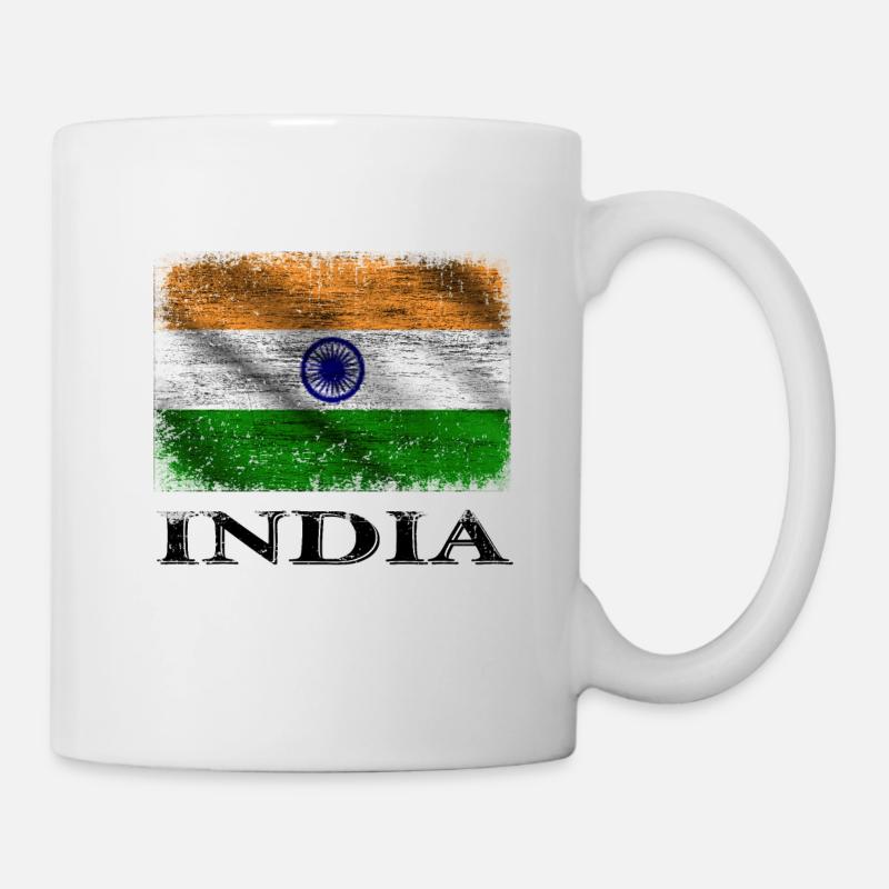 India Flag, India - Mug - white