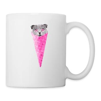Chat graphique chat rose cornet de crème glacée chat Clipart - Mug blanc - blanc - Droite