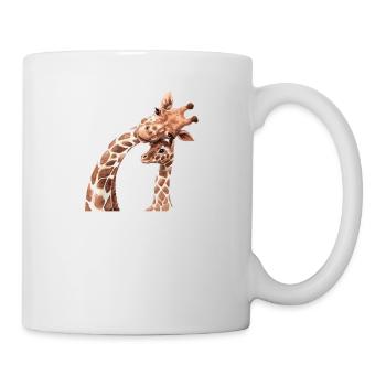 Mère et bébé animaux aquarelle girafe maman - Mug blanc - blanc - Droite