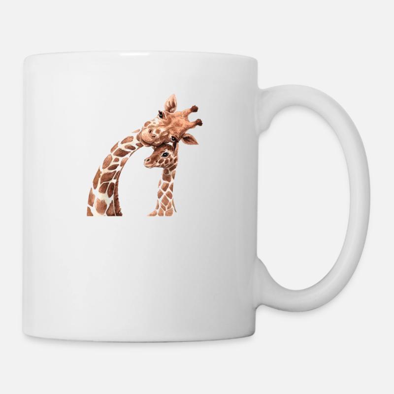 Mutter und Tierbabys Aquarell Giraffe Mutter - Tasse - Weiß