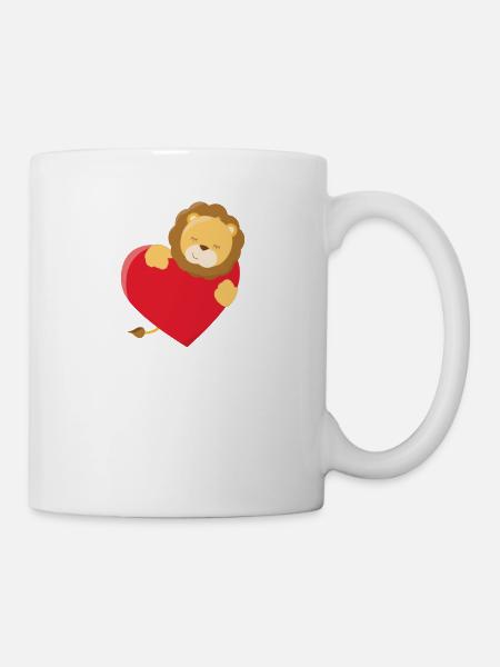 Enfants Valentine Animal Valentine Lion Valentine - Mug blanc - blanc