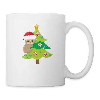 Noël Paresseux Santa Hat Paresseux Escalade sur un - Mug blanc - blanc - Droite