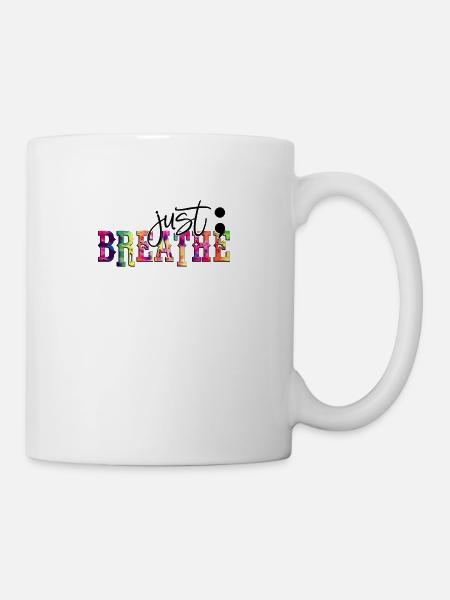 Psychische Gesundheit Awereness Rainbow Just Breathe - Tasse - Weiß