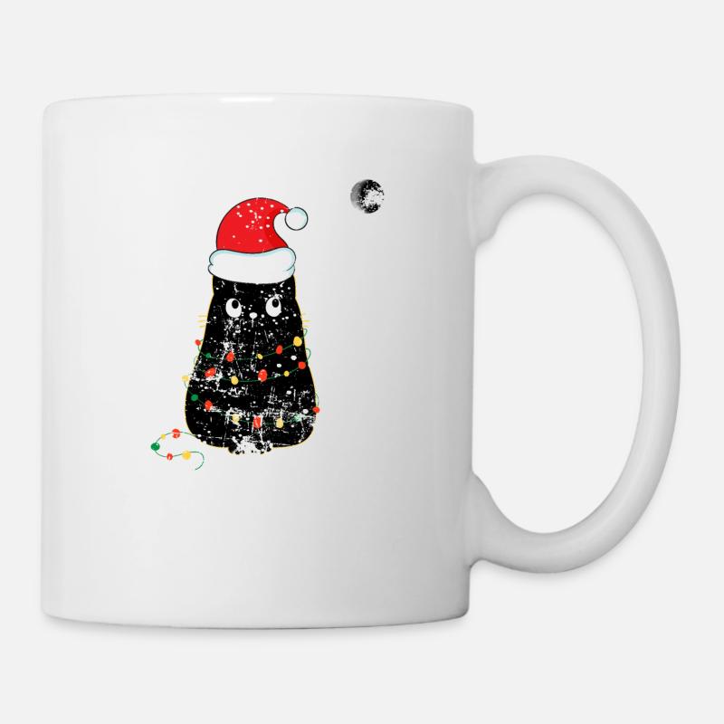 Christmas Cat/ christmas Light/ Meowy Christmas - Mug - white