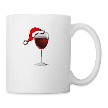 Verre de vin rouge de Noël avec chapeau de Père Noël - Mug blanc - blanc - Droite