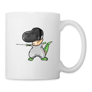 The fencing T-Rex with mask and foil fencing - Mug - white - Right