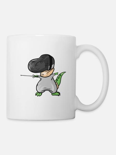 Le T-Rex l’escrime avec masque et fleuret escrime - Mug blanc - blanc