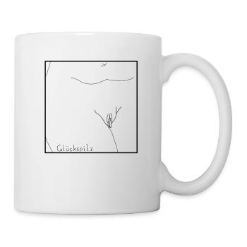 Glückspilz - Vulva Porträt Scharmbereich - schwarz - Tasse - Weiß - Rechts