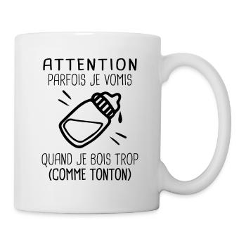 je vomis quand je bois trop comme tonton Humour - Mug blanc - blanc - Droite
