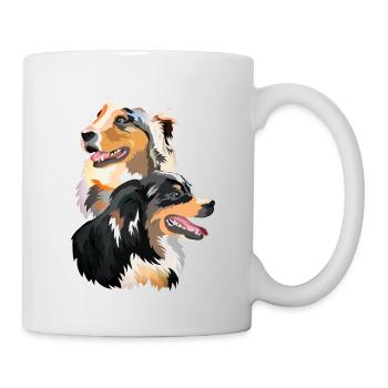 couple Australian Shepherd dogs - Mug - white - Right