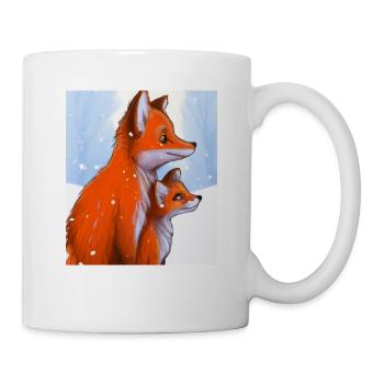 Füchse im Schnee - Tasse - Weiß - Rechts