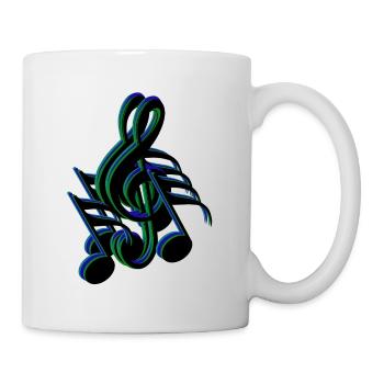 notes de clef bleu vert - Mug blanc - blanc - Droite