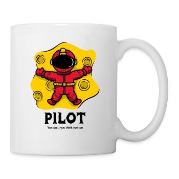 Pilot, Cartoon Spaceman - Tasse - Weiß - Rechts