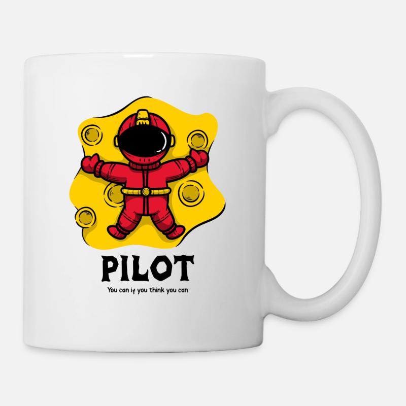 Pilot, Cartoon Spaceman - Tasse - Weiß