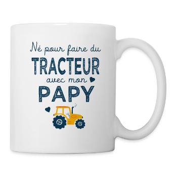 né pour faire du tracteur avec papy agriculteur - Mug blanc - blanc - Droite