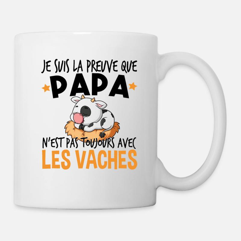 Vache Papa Bébé Nourrisson Naissance Cadeau - Mug blanc - blanc