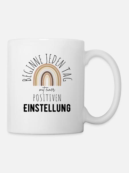 POSITIVE EINSTELLUNG MINDSET Motivation - Tasse - Weiß