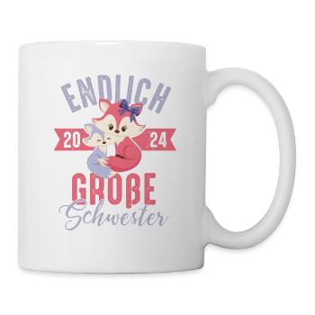 Endlich große Schwester 2024 Fuchs Füchse Baby - Tasse - Weiß - Rechts