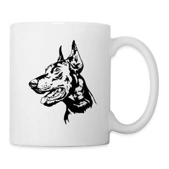 Dobermann Hundeportrait Hunde Hundesport Wilsigns - Tasse - Weiß - Rechts