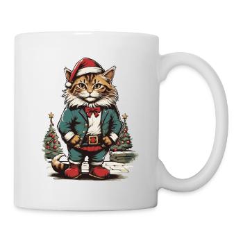 Weihnachtskatze Illustration - Tasse - Weiß - Rechts