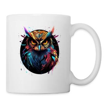 Hibou éclaboussures oiseau multicolore - Mug blanc - blanc - Droite
