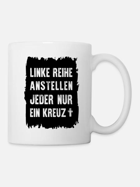 linke reihe anstellen - Tasse - Weiß