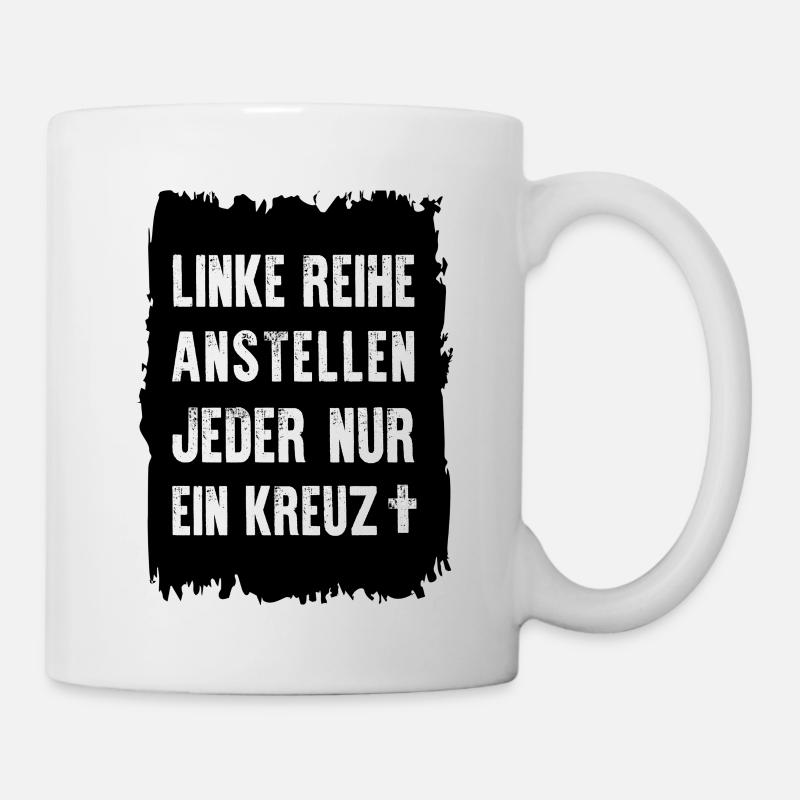 linke reihe anstellen - Tasse - Weiß