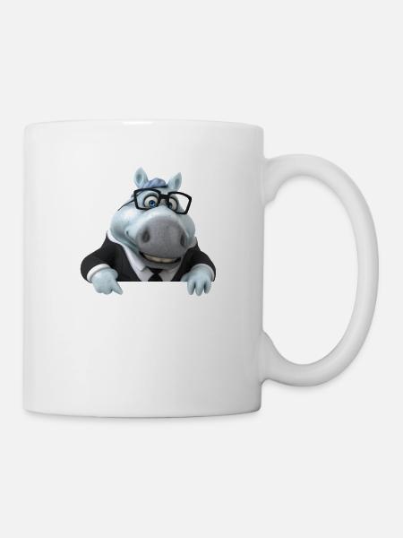 illustration d'un buste de cheval amusant - Mug blanc - blanc