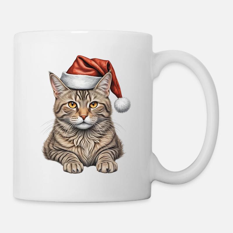 Süße Weihnachtskatze - Tasse - Weiß
