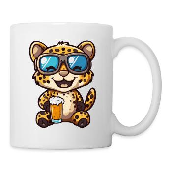 Leopard Apres Ski Bier Comic - Tasse - Weiß - Rechts
