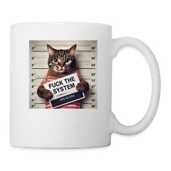 Fuck the System Katze - Tasse - Weiß - Rechts