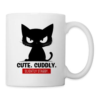 "Mignon. Câlin. Légèrement poignardé." - Chat - Mug blanc - blanc - Droite