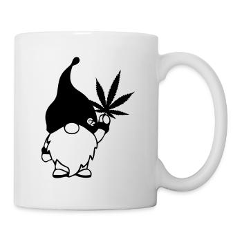 Süßer Hanf Gnom/Zwerg mit Cannabisblatt - Tasse - Weiß - Rechts