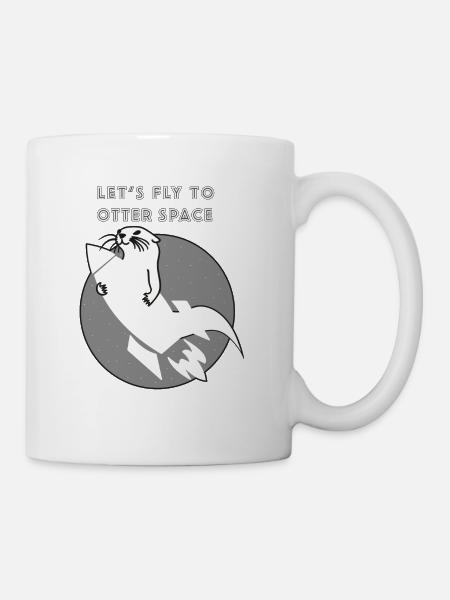 LET'S FLY TO OTTERSPACE -TRANSPARENTE RAKETE - Mug - white