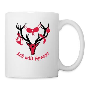 Hirsch mit Beute - ich will Spass! 2c - Tasse - Weiß - Rechts