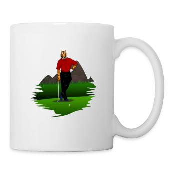 Tiger in the woods plays golf with racket gift - Mug - white - Right