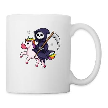 Grim Reaper Rides Unicorn Halloween Reaper Gift - Mug - white - Right