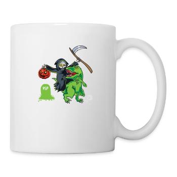 Sensenmann Reitet T Rex Halloween Reaper Geschenk - Tasse - Weiß - Rechts